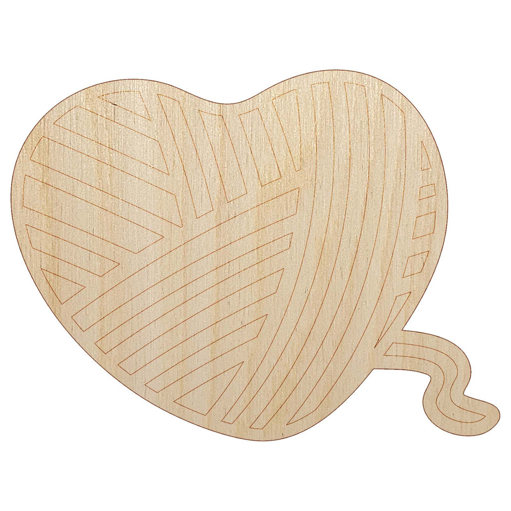 Yarn Heart Unfinished Wood Shape Piece Cutout for DIY Craft Projects