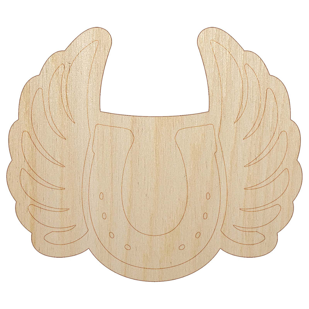 Angel Wings on Horseshoe Loss of Pet Horse Unfinished Wood Shape Piece Cutout for DIY Craft Projects