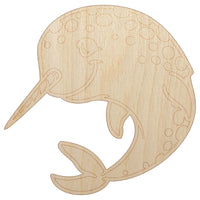 Cheery Spotted Narwhal Unfinished Wood Shape Piece Cutout for DIY Craft Projects