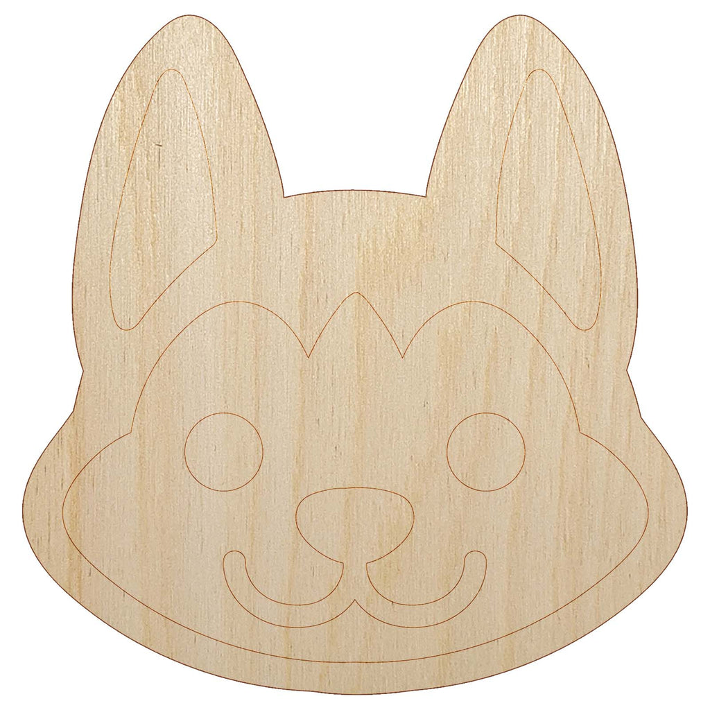 Chibi Husky Dog Head Unfinished Wood Shape Piece Cutout for DIY Craft Projects