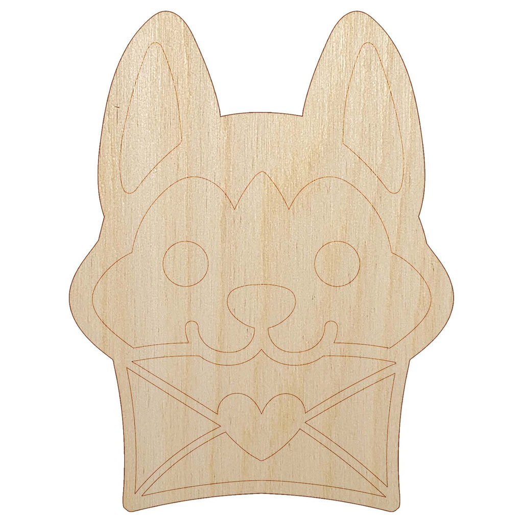 Chibi Husky Dog Holding Mail Envelope Unfinished Wood Shape Piece Cutout for DIY Craft Projects