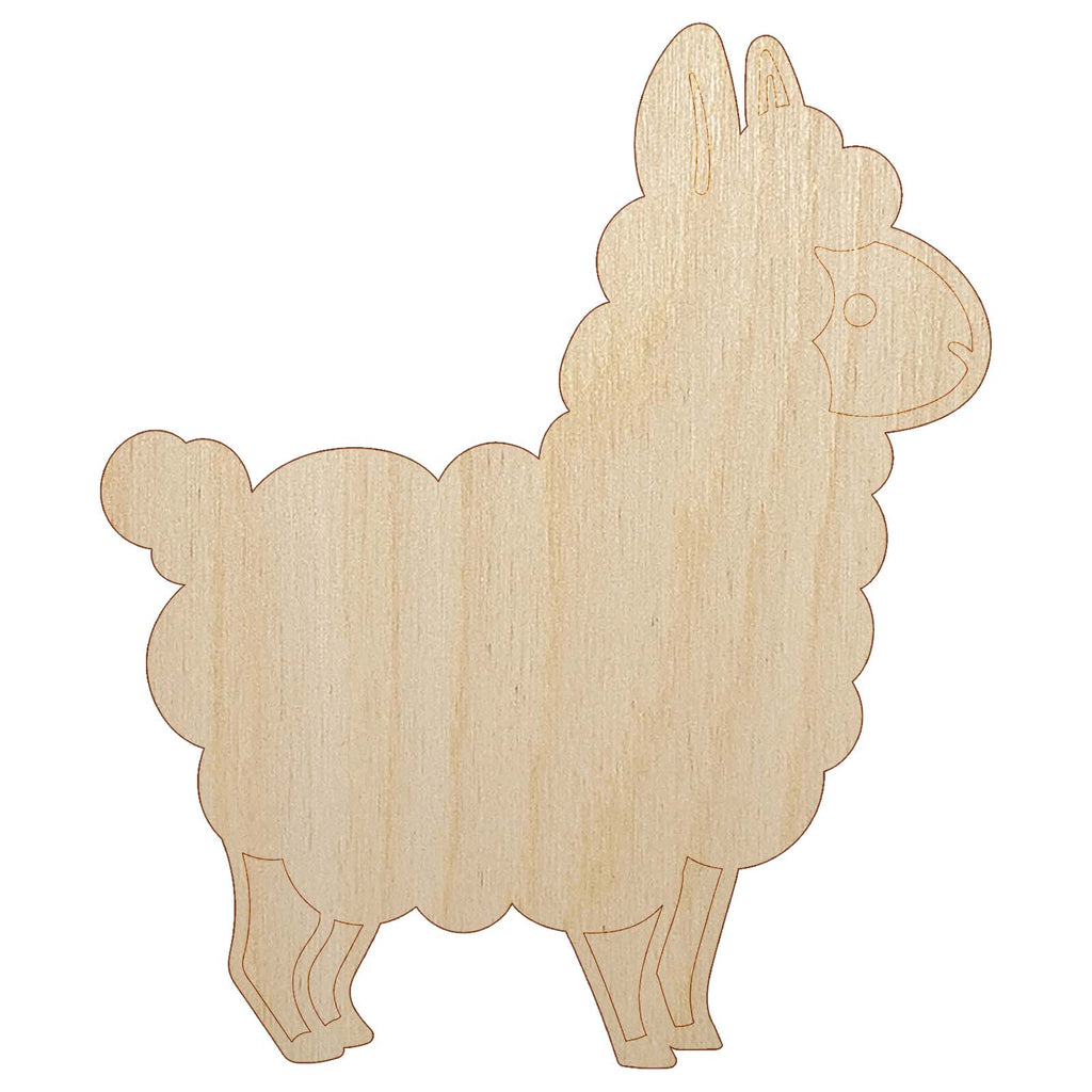 Chibi Little Llama Unfinished Wood Shape Piece Cutout for DIY Craft Projects