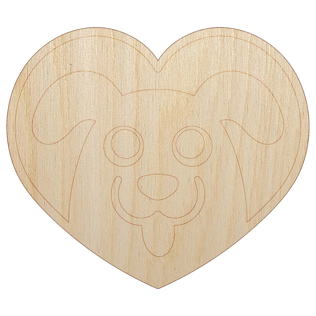 Dog Inside of Heart Love Unfinished Wood Shape Piece Cutout for DIY Craft Projects