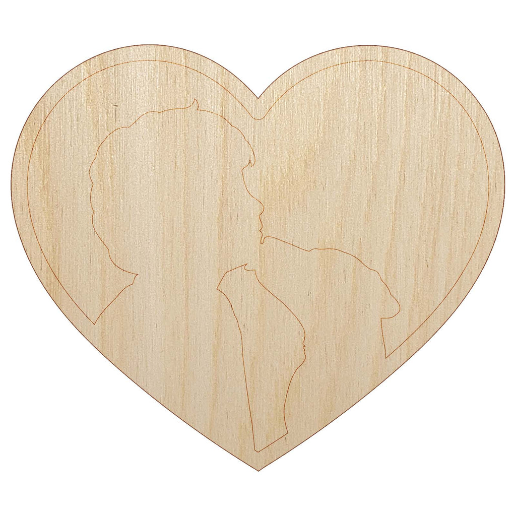 Dog Licking Boy's Face Heart Love Unfinished Wood Shape Piece Cutout for DIY Craft Projects