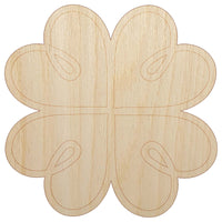 Four Leaf Lucky Clover Tribal Celtic Knot Unfinished Wood Shape Piece Cutout for DIY Craft Projects