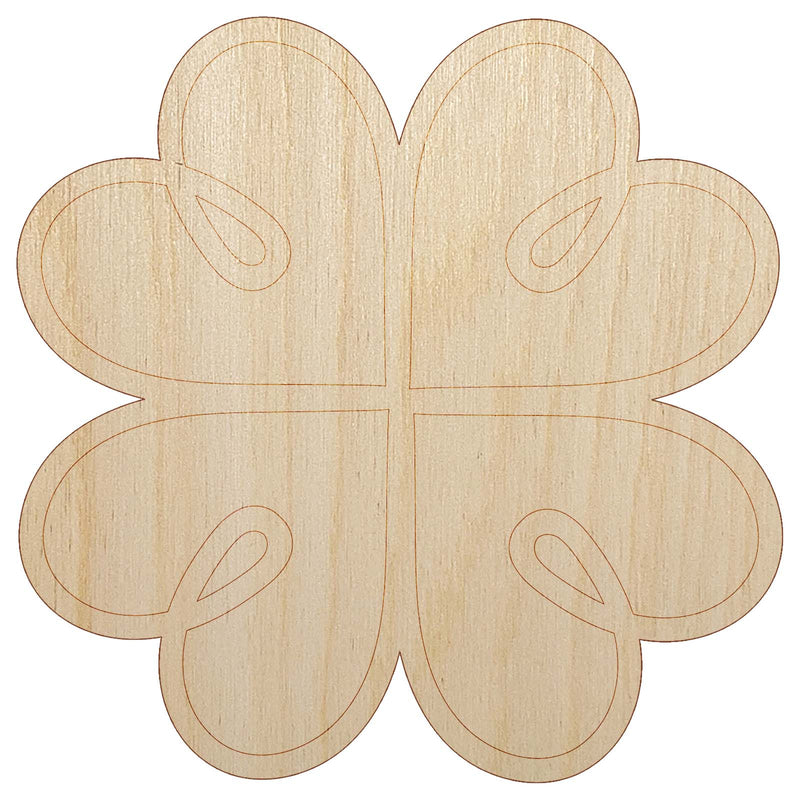 Four Leaf Lucky Clover Tribal Celtic Knot Unfinished Wood Shape Piece Cutout for DIY Craft Projects