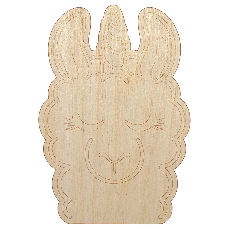 Lovely Llamacorn Llama Unicorn Unfinished Wood Shape Piece Cutout for DIY Craft Projects