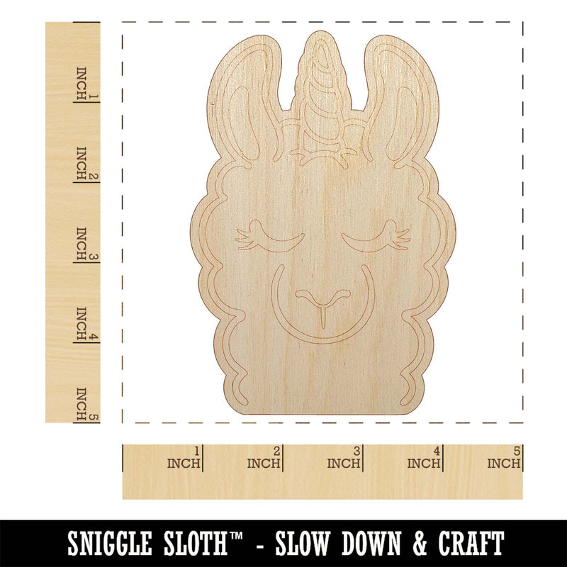 Lovely Llamacorn Llama Unicorn Unfinished Wood Shape Piece Cutout for DIY Craft Projects