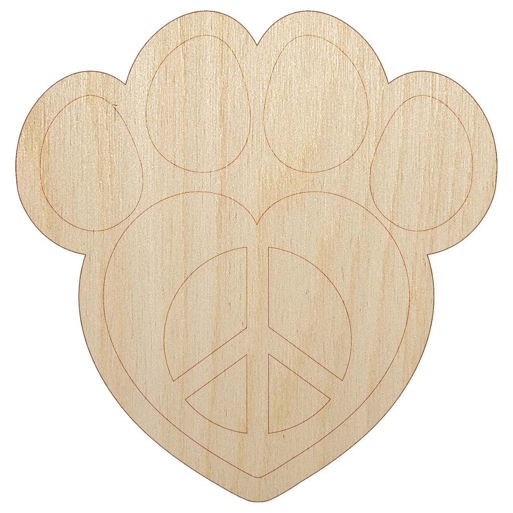 Paw Print Dog Cat Heart Peace Sign Unfinished Wood Shape Piece Cutout for DIY Craft Projects