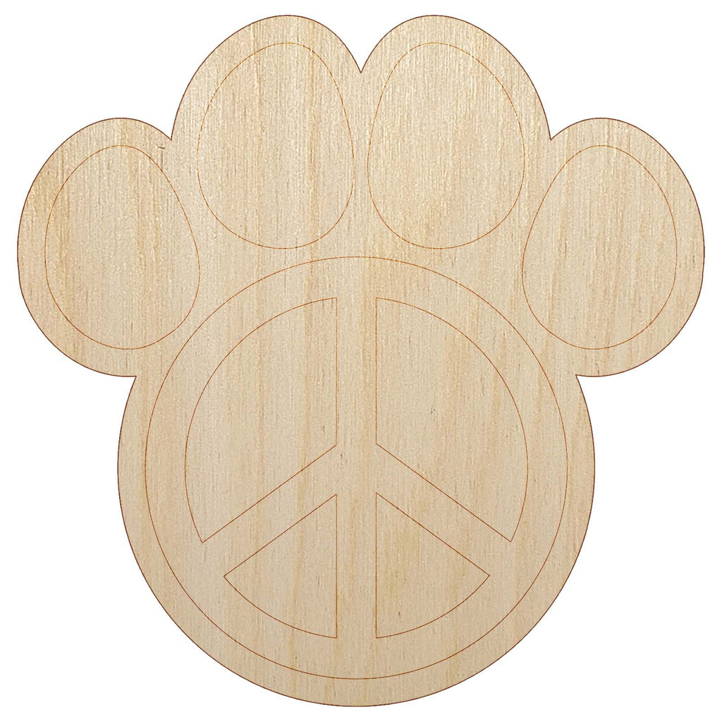 Paw Print Dog Cat Peace Sign Unfinished Wood Shape Piece Cutout for DIY Craft Projects