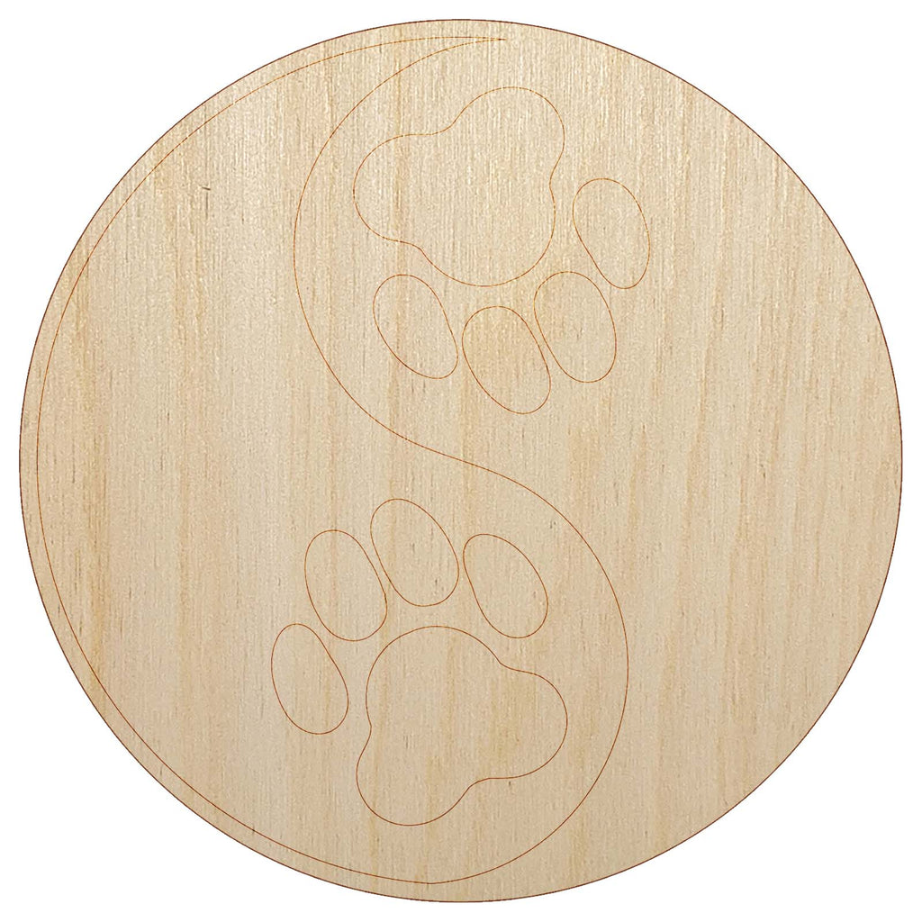 Paw Prints Yin Yang Cat Dog Unfinished Wood Shape Piece Cutout for DIY Craft Projects
