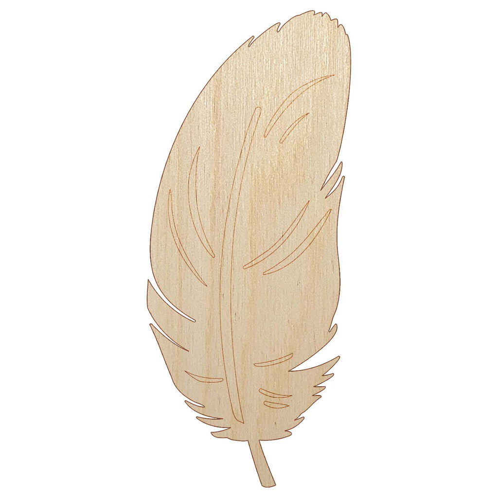 Stout Bird Feather Unfinished Wood Shape Piece Cutout for DIY Craft Projects