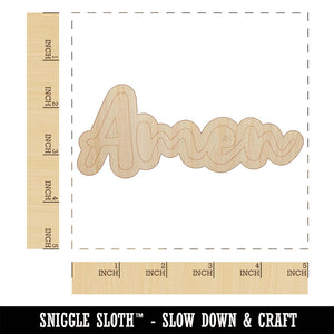 Amen Cursive Fun Text Prayer Praying Unfinished Wood Shape Piece Cutout for DIY Craft Projects