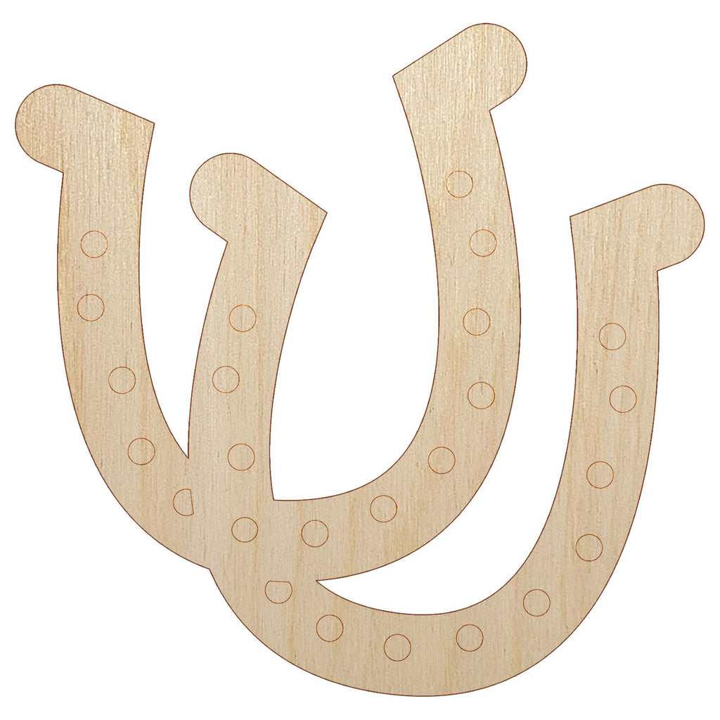 Double Horseshoe Lucky Unfinished Wood Shape Piece Cutout for DIY Craft Projects