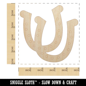 Double Horseshoe Lucky Unfinished Wood Shape Piece Cutout for DIY Craft Projects
