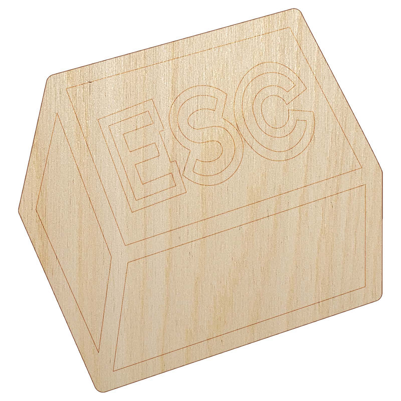 Escape Button Computer Keyboard Funny Unfinished Wood Shape Piece Cutout for DIY Craft Projects