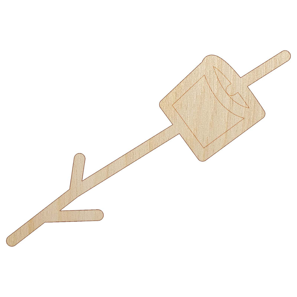 Marshmallow on a Stick S'mores Camping Doodle Unfinished Wood Shape Piece Cutout for DIY Craft Projects