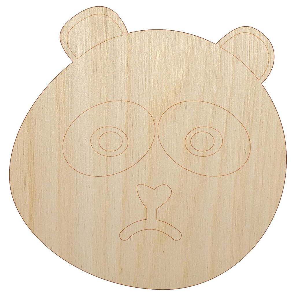 Sad Panda Face Unfinished Wood Shape Piece Cutout for DIY Craft Projects