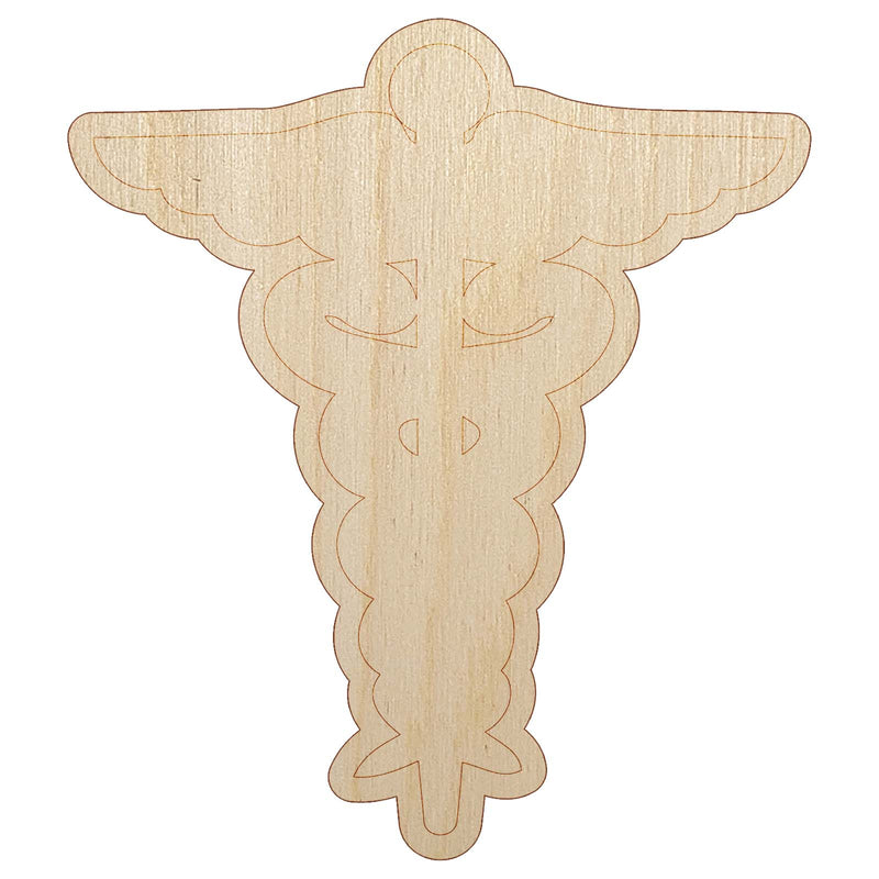 Staff of Hermes Silhouette Caduceus Medical Symbol Unfinished Wood Shape Piece Cutout for DIY Craft Projects