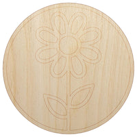 Daisy Flower in Circle Unfinished Wood Shape Piece Cutout for DIY Craft Projects