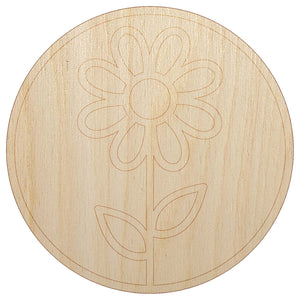 Daisy Flower in Circle Unfinished Wood Shape Piece Cutout for DIY Craft Projects