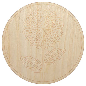 Mum Chrysanthemum Flower in Circle Unfinished Wood Shape Piece Cutout for DIY Craft Projects