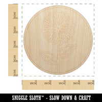 Mum Chrysanthemum Flower in Circle Unfinished Wood Shape Piece Cutout for DIY Craft Projects