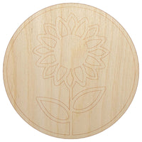 Sunflower in Circle Unfinished Wood Shape Piece Cutout for DIY Craft Projects