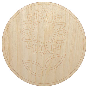 Sunflower in Circle Unfinished Wood Shape Piece Cutout for DIY Craft Projects