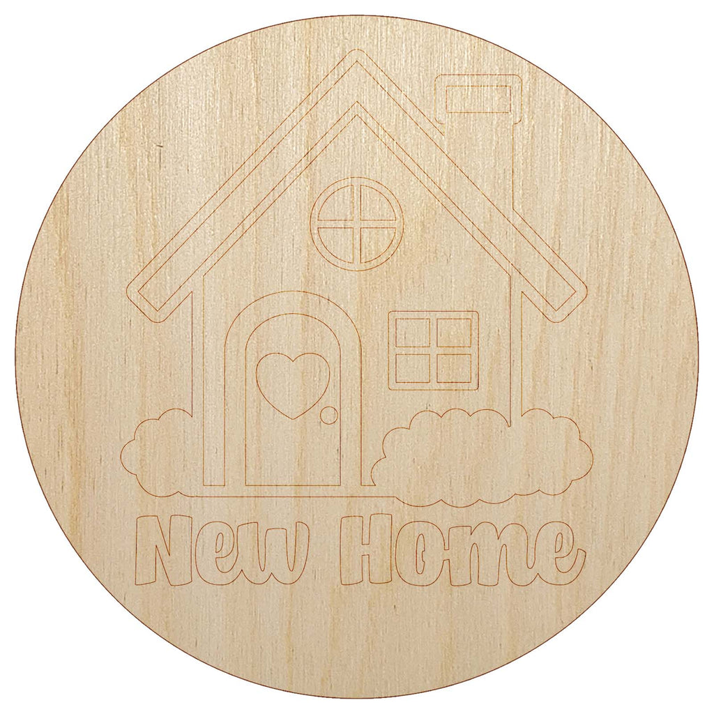 Sweet Adorable New Home Unfinished Wood Shape Piece Cutout for DIY Craft Projects