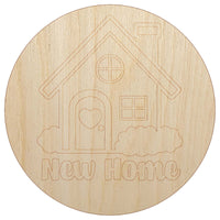 Sweet Adorable New Home Unfinished Wood Shape Piece Cutout for DIY Craft Projects