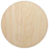 Tulip Flower in Circle Unfinished Wood Shape Piece Cutout for DIY Craft Projects