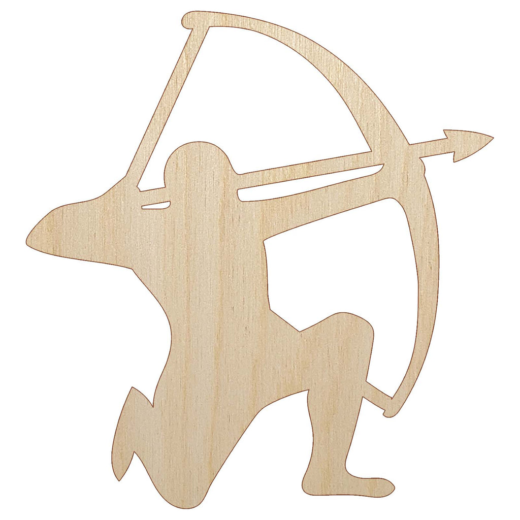 Archer Kneeling with Bow Drawn Archery Unfinished Wood Shape Piece Cutout for DIY Craft Projects