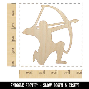 Archer Kneeling with Bow Drawn Archery Unfinished Wood Shape Piece Cutout for DIY Craft Projects