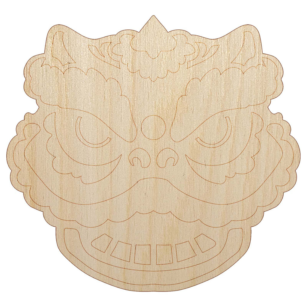 Chinese New Year Lion Dancer Head Unfinished Wood Shape Piece Cutout for DIY Craft Projects