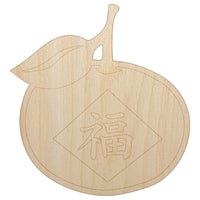 Chinese New Year Mandarin Orange Fortune Prosperity Unfinished Wood Shape Piece Cutout for DIY Craft Projects