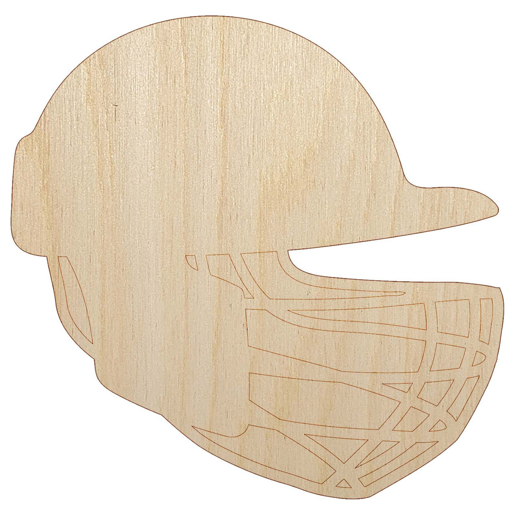 Cricket Sport Helmet Unfinished Wood Shape Piece Cutout for DIY Craft Projects