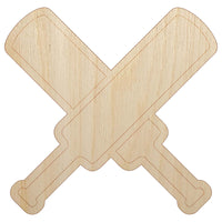 Crossed Cricket Bats Unfinished Wood Shape Piece Cutout for DIY Craft Projects