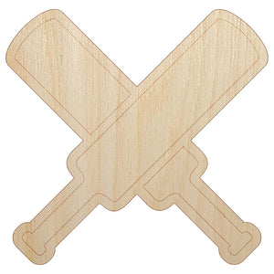 Crossed Cricket Bats Unfinished Wood Shape Piece Cutout for DIY Craft Projects