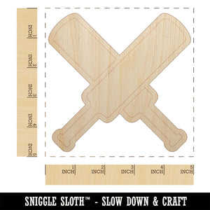 Crossed Cricket Bats Unfinished Wood Shape Piece Cutout for DIY Craft Projects