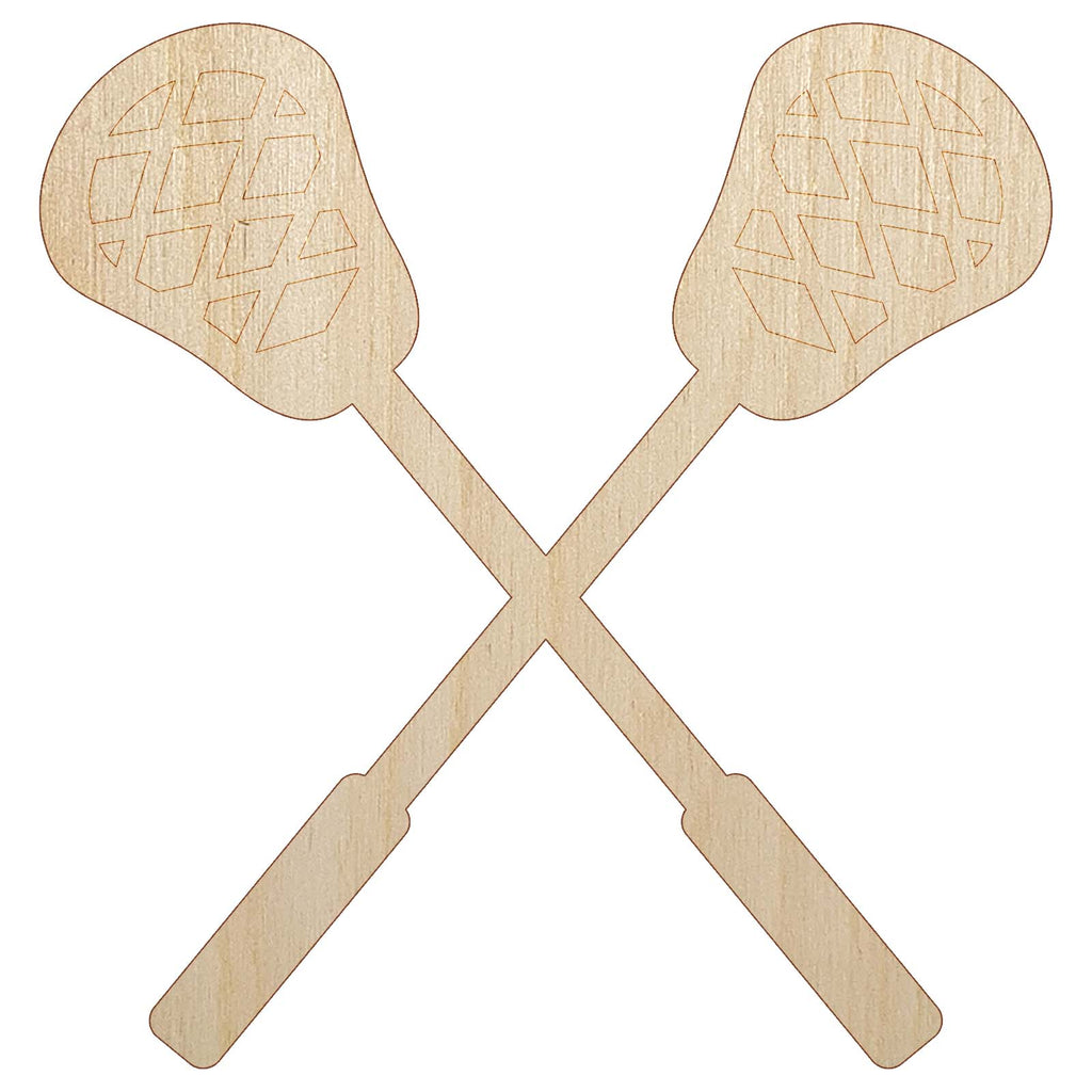 Crossed Lacrosse Sticks Unfinished Wood Shape Piece Cutout for DIY Craft Projects