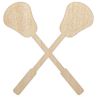 Crossed Lacrosse Sticks Unfinished Wood Shape Piece Cutout for DIY Craft Projects