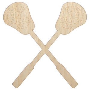 Crossed Lacrosse Sticks Unfinished Wood Shape Piece Cutout for DIY Craft Projects