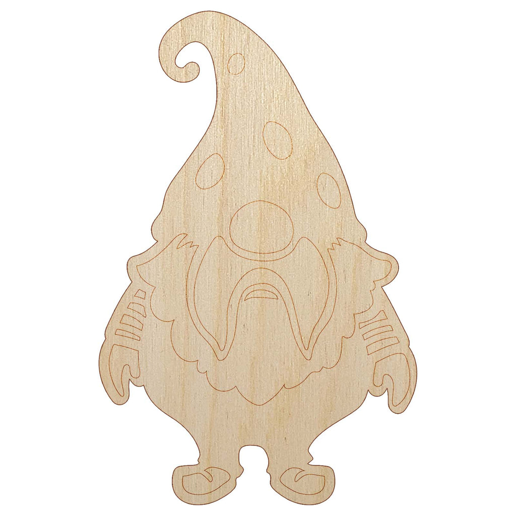 Cute Bearded Garden Gnome Unfinished Wood Shape Piece Cutout for DIY Craft Projects