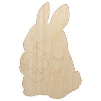 Cute Bunny Rabbit with Valentine's Day Heart Unfinished Wood Shape Piece Cutout for DIY Craft Projects