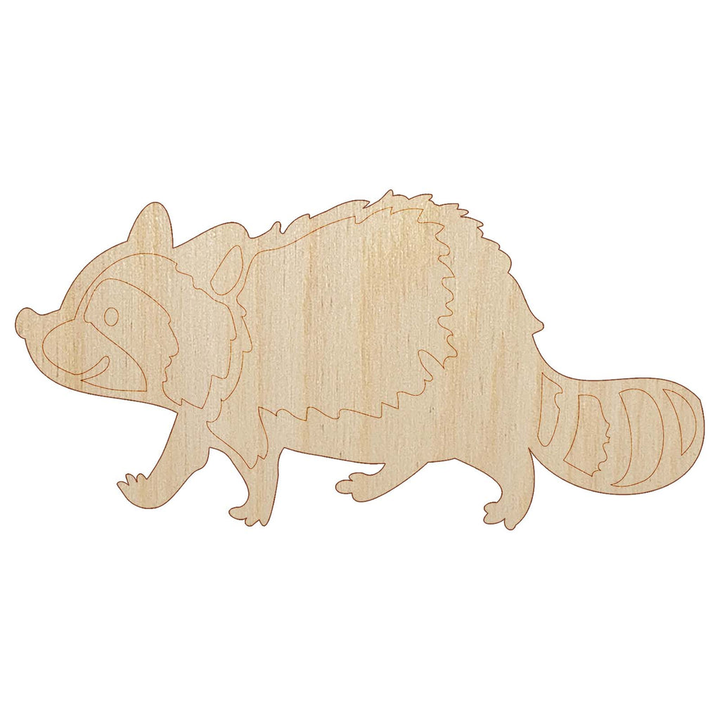 Cute Raccoon Walking Unfinished Wood Shape Piece Cutout for DIY Craft Projects