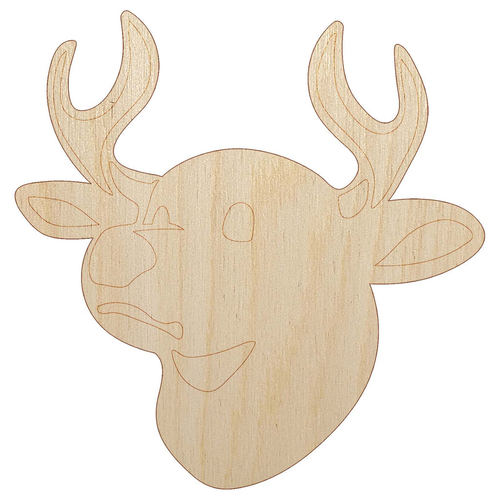 Deer Buck Head Unfinished Wood Shape Piece Cutout for DIY Craft Projects