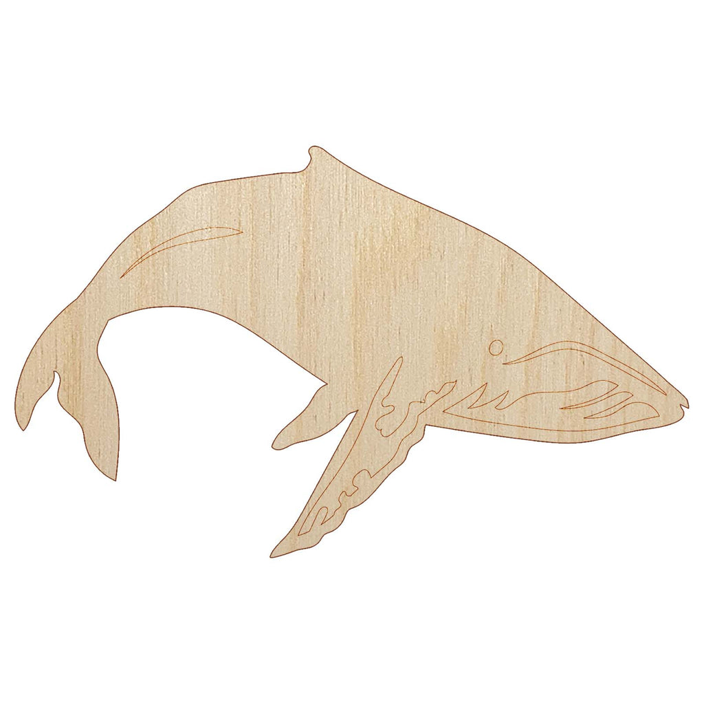 Happy Humpback Whale Unfinished Wood Shape Piece Cutout for DIY Craft Projects