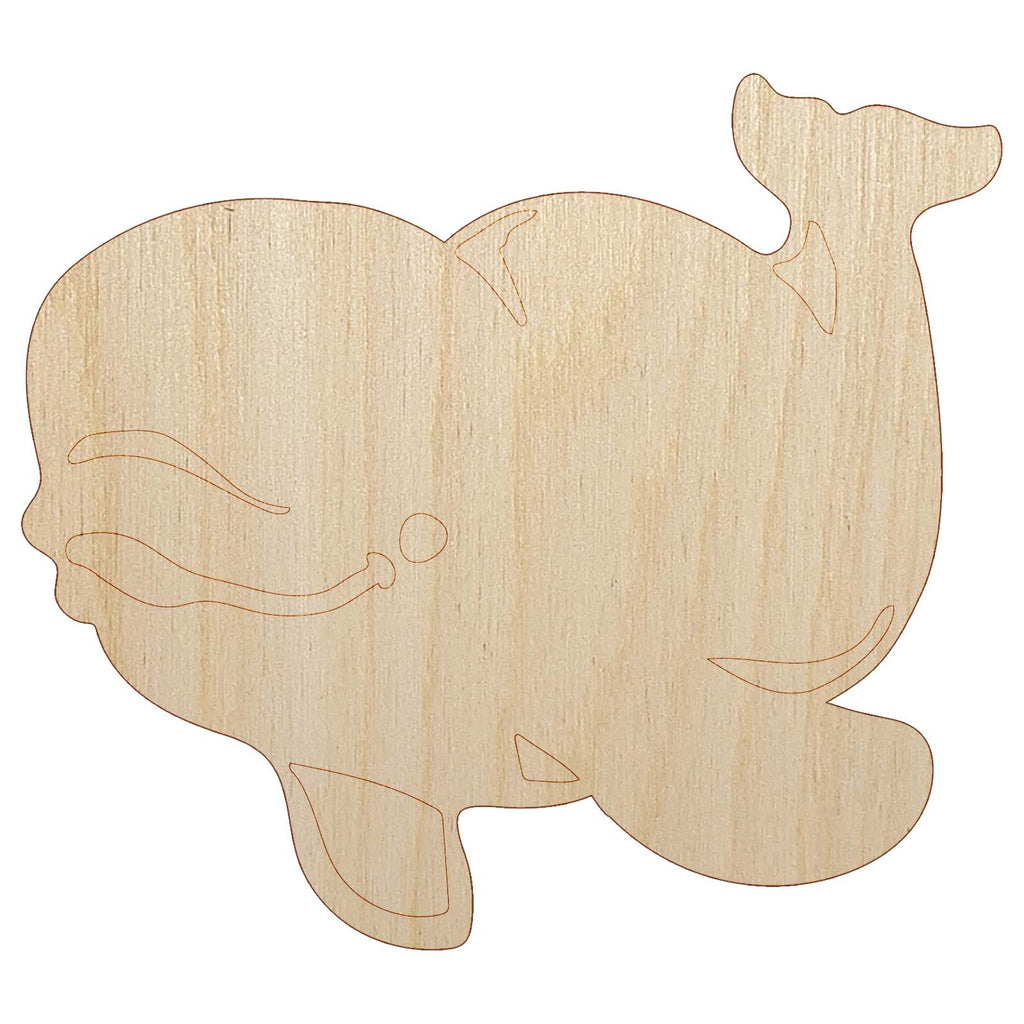 Jolly Beluga Whale Unfinished Wood Shape Piece Cutout for DIY Craft Projects