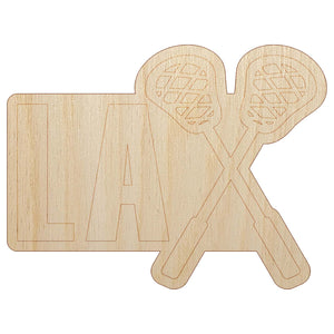 LAX Lacrosse Crossed Sticks Unfinished Wood Shape Piece Cutout for DIY Craft Projects